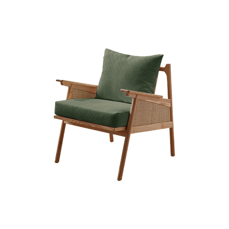 Solid Wood Frame Lounge Chair Arms Included Chair with Pillow