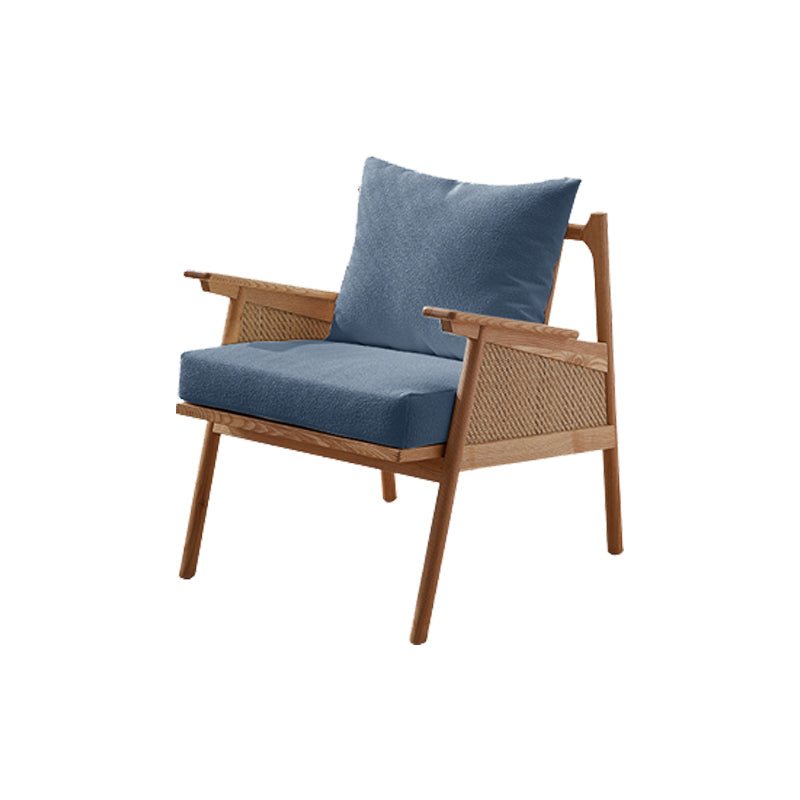 Solid Wood Frame Lounge Chair Arms Included Chair with Pillow