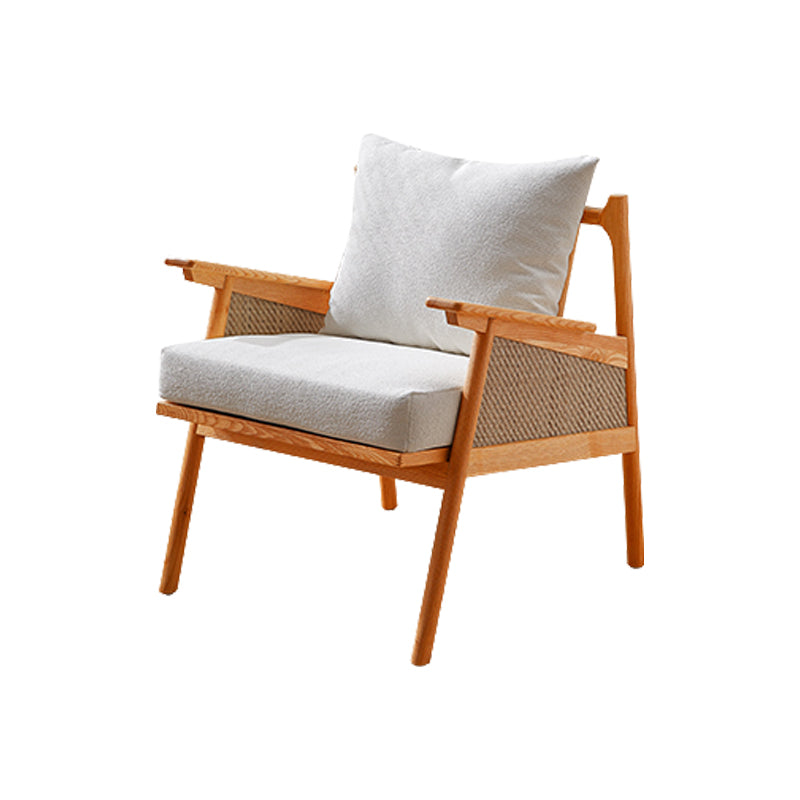 Solid Wood Frame Lounge Chair Arms Included Chair with Pillow