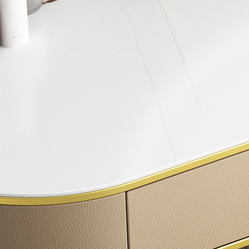 Wood and Metal Vanity Table Luxurious Makeup Desk with 2 Drawers
