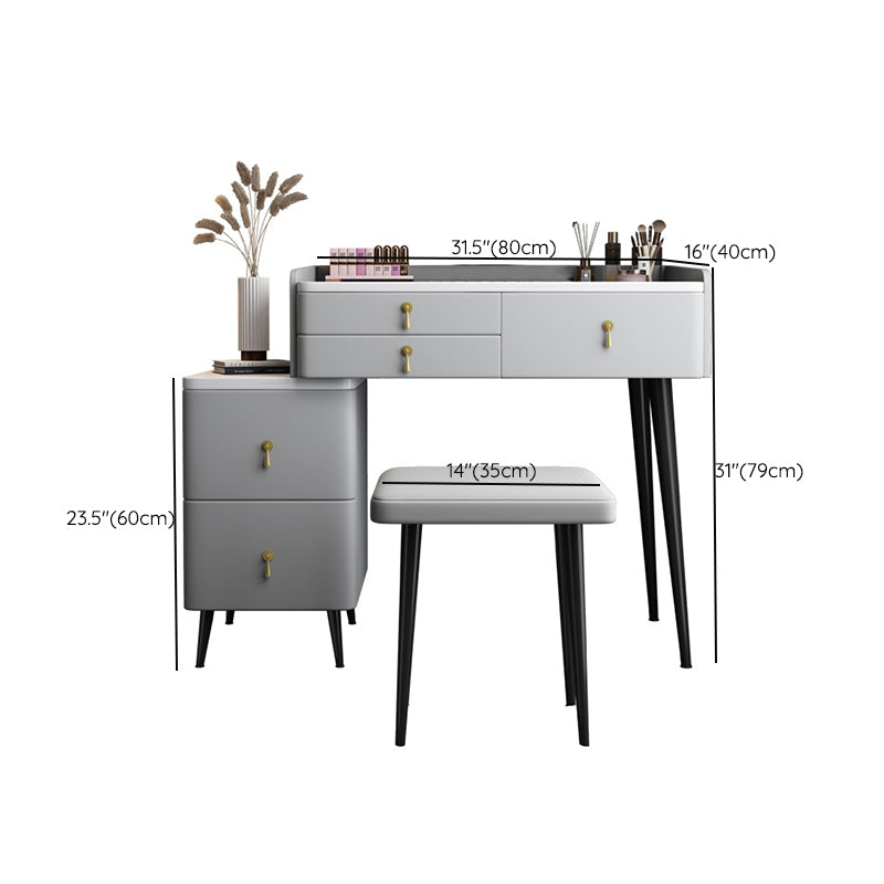 Bedroom Make-up Vanity 31.1" High Modern Dressing Table in Gray