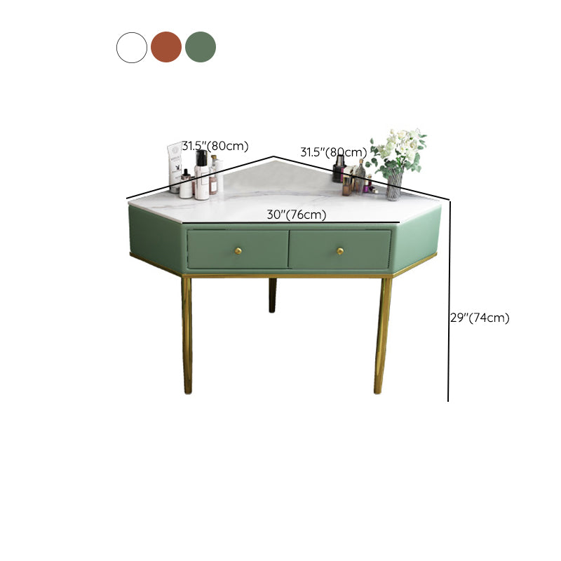 2-Drawers Dressing Table Luxurious Stone Top Vanity Set for Bedroom
