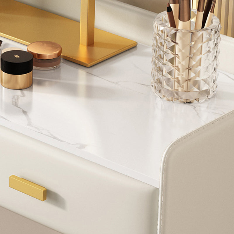 Luxurious Stone Top Vanity and Stool 5 Drawers Dressing Table