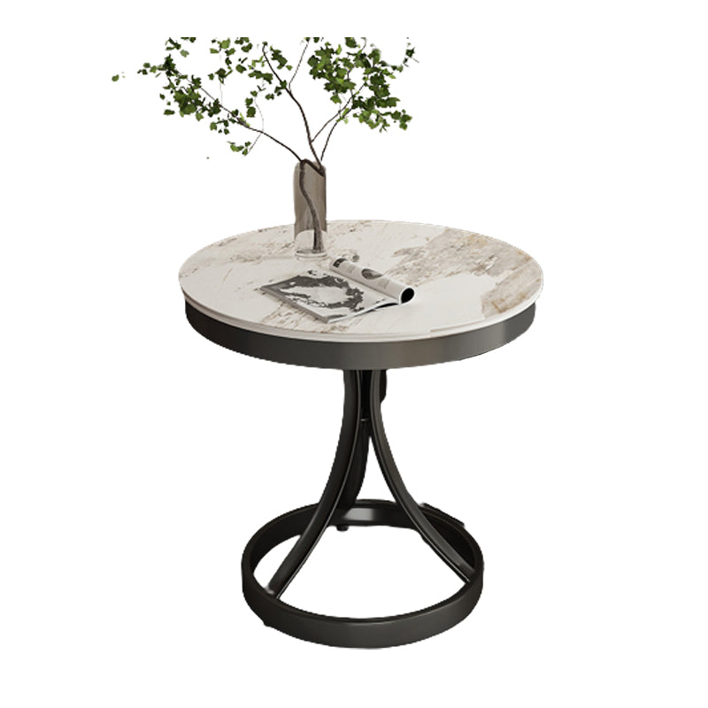 Contemporary 21.65" Tall Round Slate Top Side Table Pedestal End Table