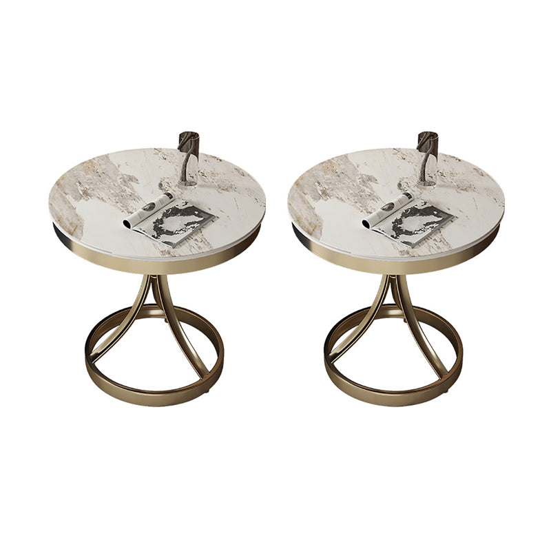 Contemporary 21.65" Tall Round Slate Top Side Table Pedestal End Table