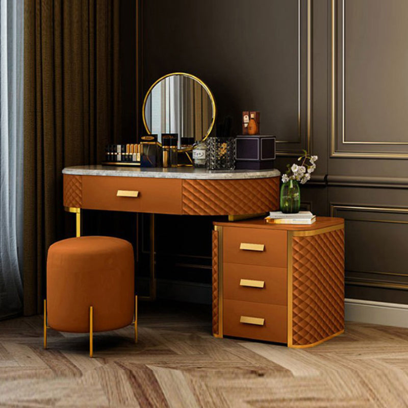 Orange Vanity Set with 5 Storage Drawers 15.74" Wide Make-up Vanity