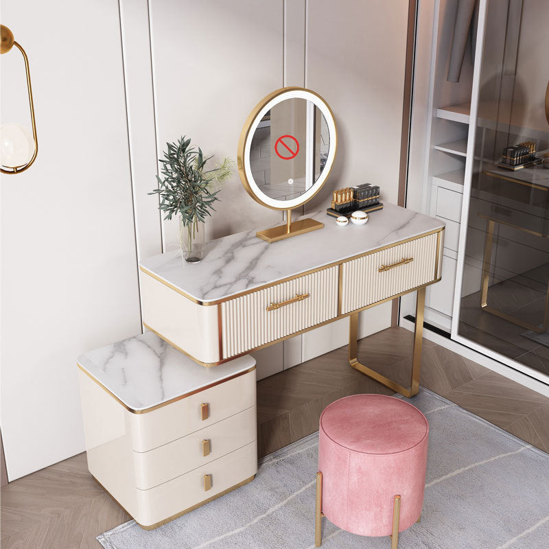Glam 17.71" Wide Vanity Set Stone Dressing Table with Drawer
