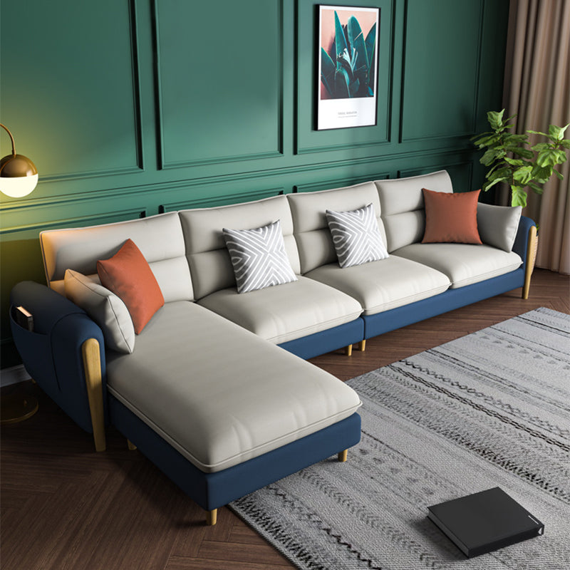 Round Arm Sectional Sofa with Storage Faux Leather Sectional Ottoman Included