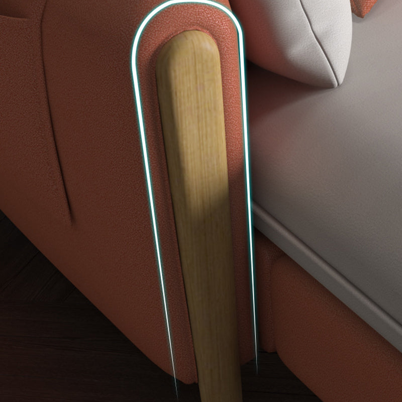 Round Arm Sectional Sofa with Storage Faux Leather Sectional Ottoman Included