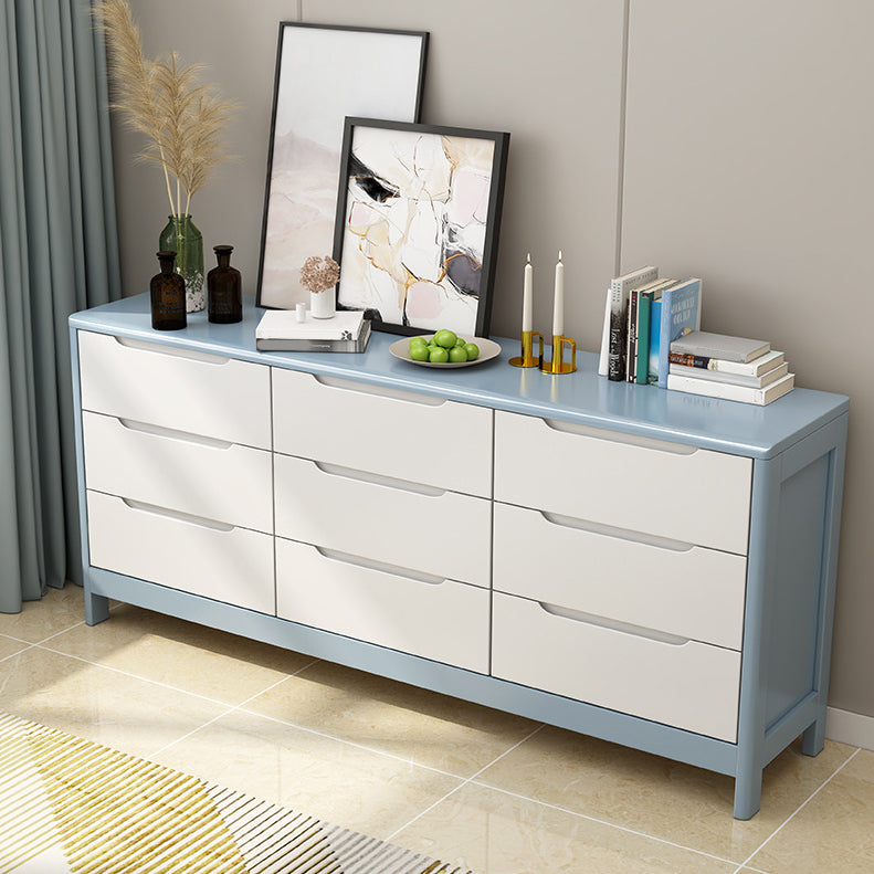 Solid Wood Cabinet with Drawers 15.7" D Rectangular Chest in Rubberwood