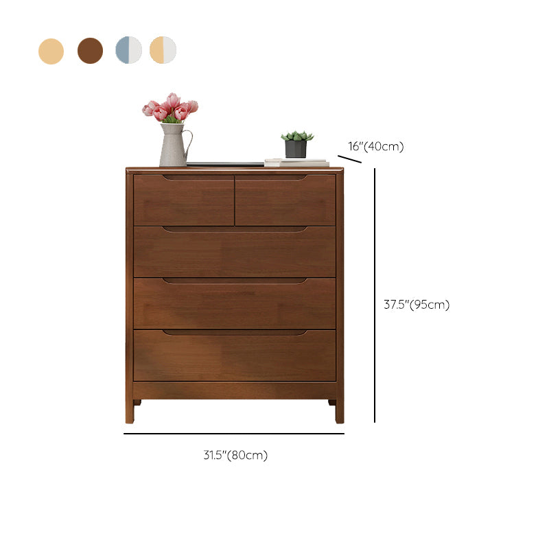 Solid Wood Cabinet with Drawers 15.7" D Rectangular Chest in Rubberwood