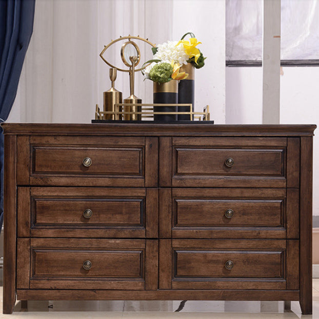 Mid-Century Modern Solid Wood Accent Chest with Drawers in Brown