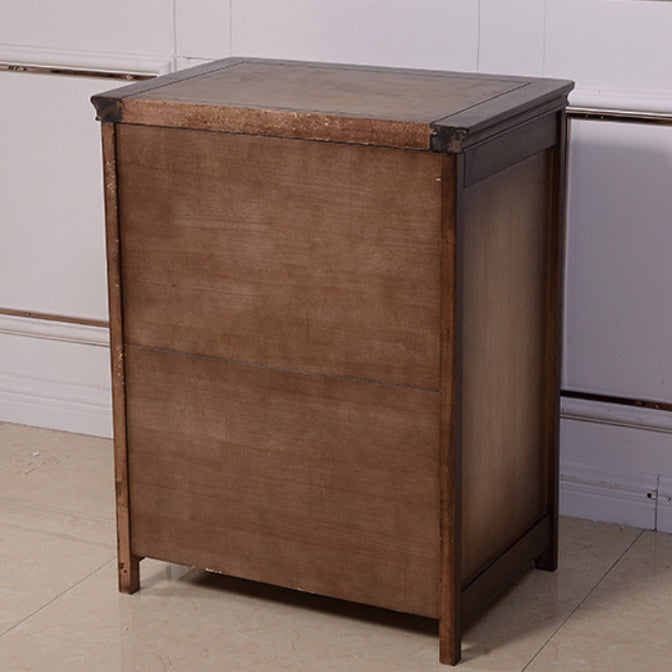 Mid-Century Modern Solid Wood Accent Chest with Drawers in Brown