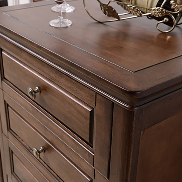 Mid-Century Modern Solid Wood Accent Chest with Drawers in Brown