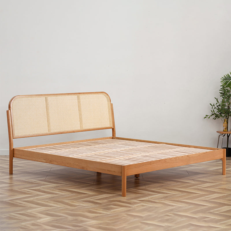 Tropical Standard Bed Cherry Solid Color Bed Frame With Custom Gold Legs