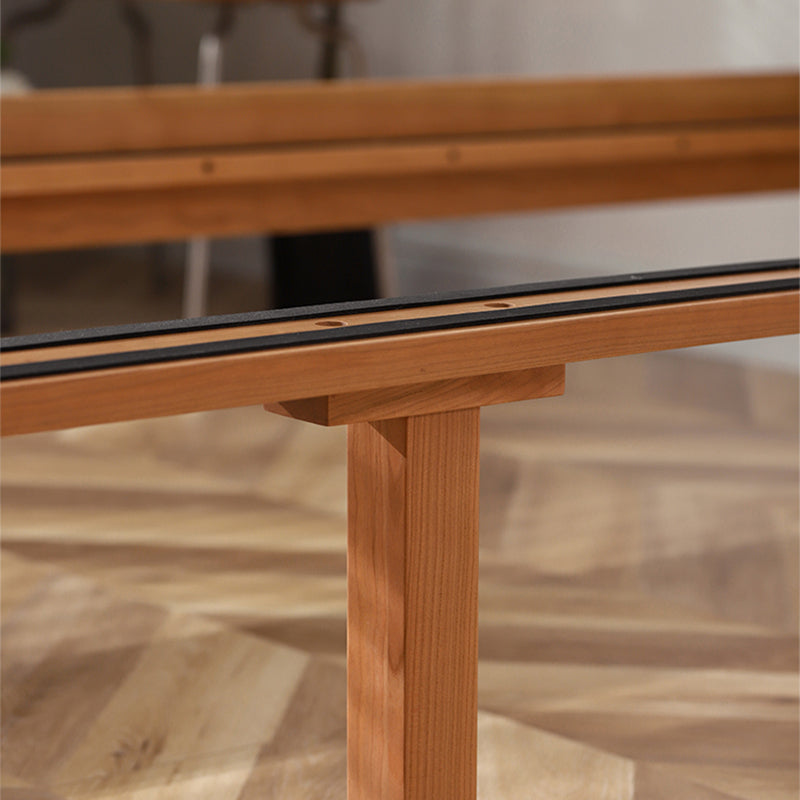 Tropical Standard Bed Cherry Solid Color Bed Frame With Custom Gold Legs