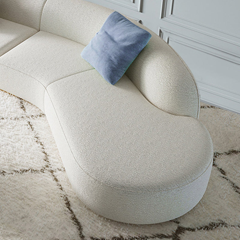 Scandinavian Curved Sectional Sofa Sloped Arm Sofa & Chaise with 3 Pillows