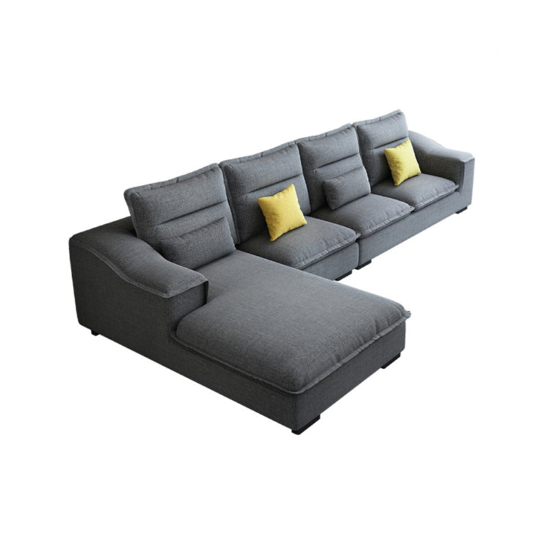 Modern Pillow Back Sectional Sofa Linen Sloped Arm Sectional
