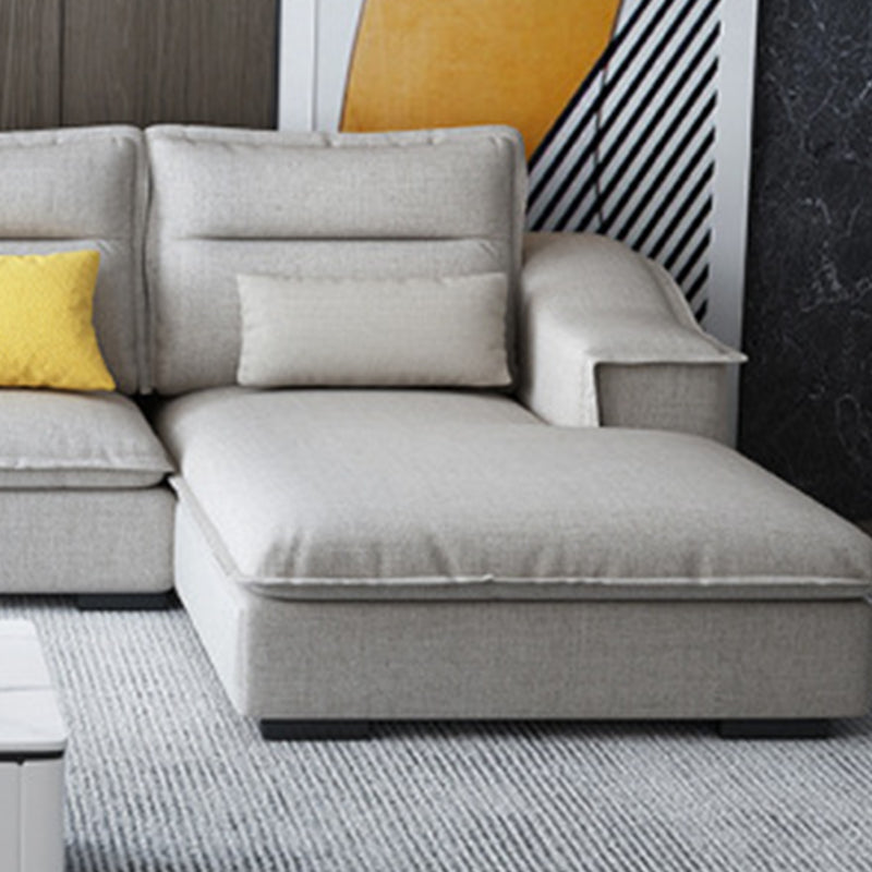 Modern Pillow Back Sectional Sofa Linen Sloped Arm Sectional