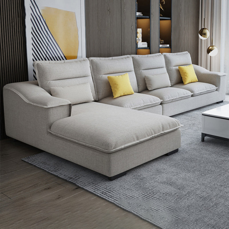Modern Pillow Back Sectional Sofa Linen Sloped Arm Sectional