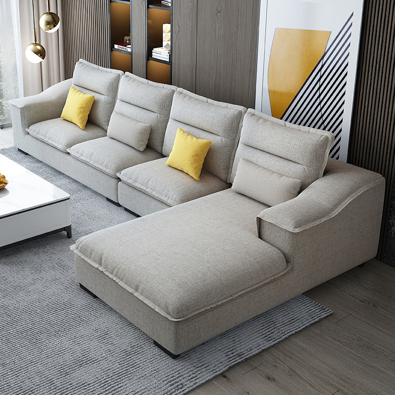 Modern Pillow Back Sectional Sofa Linen Sloped Arm Sectional