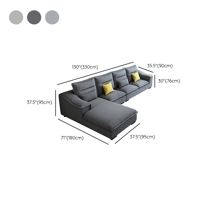 Modern Pillow Back Sectional Sofa Linen Sloped Arm Sectional
