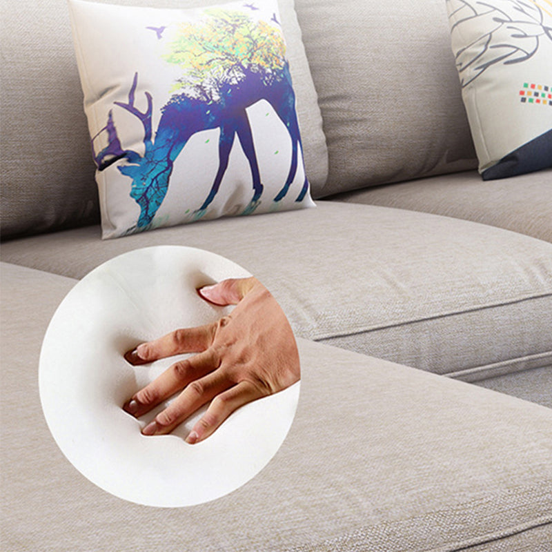 Scandinavian 4-seater Fabric Sectional Slipcovered Pillow Top Arm Sectional