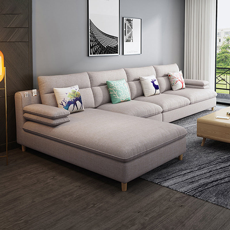 Scandinavian 4-seater Fabric Sectional Slipcovered Pillow Top Arm Sectional