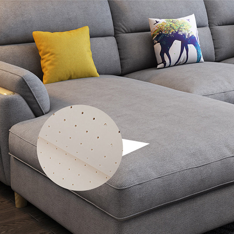 Flared Arm Linen Sectional Sofa Scandinavian Sectional with Wood Legs