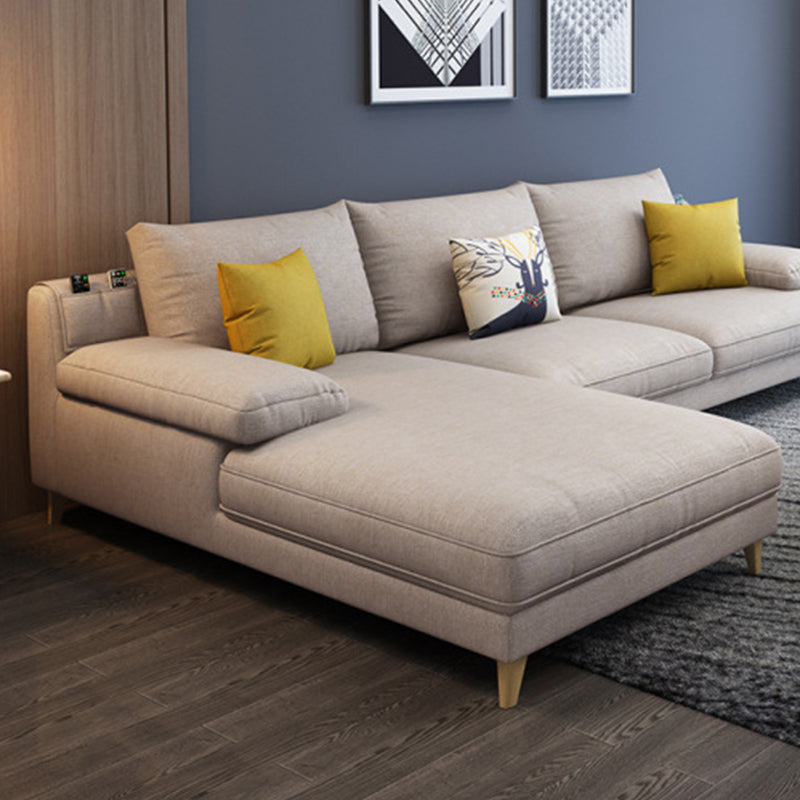 4-seater L-shape Sectional Fabric Pillow Top Arm Sectional with Pillows