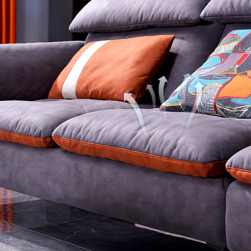 Faux Leather Sectional Sofa with Chaise Flared Arm 4-seater Sofa