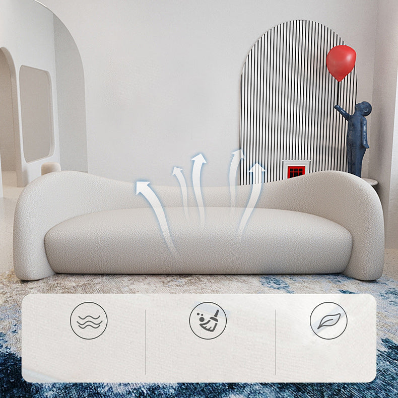 Contemporary White Wool Sofa with Recessed Arm for Apartment