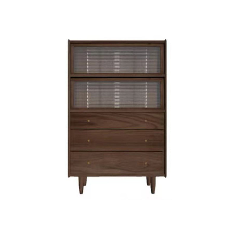 3 - Drawer & 2- Door Chest Solid Wood Glass Paned Accent Cabinet - 49.6" Tall