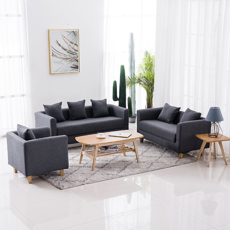 Contemporary 23.62" H Cotton Blend Tuxedo Arm Sofa for Living Room
