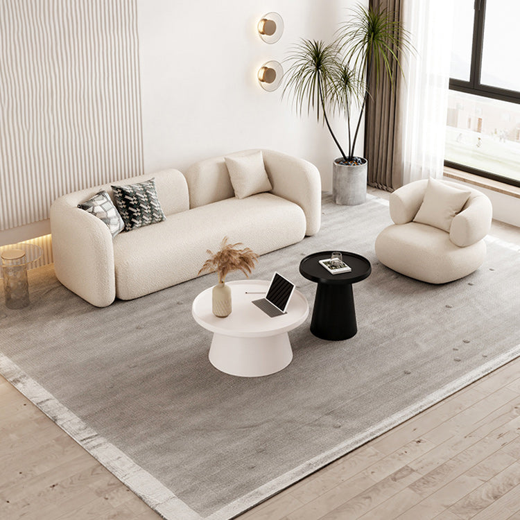 Contemporary 28.74" H White Wool Tuxedo Arm Sofa for Living Room