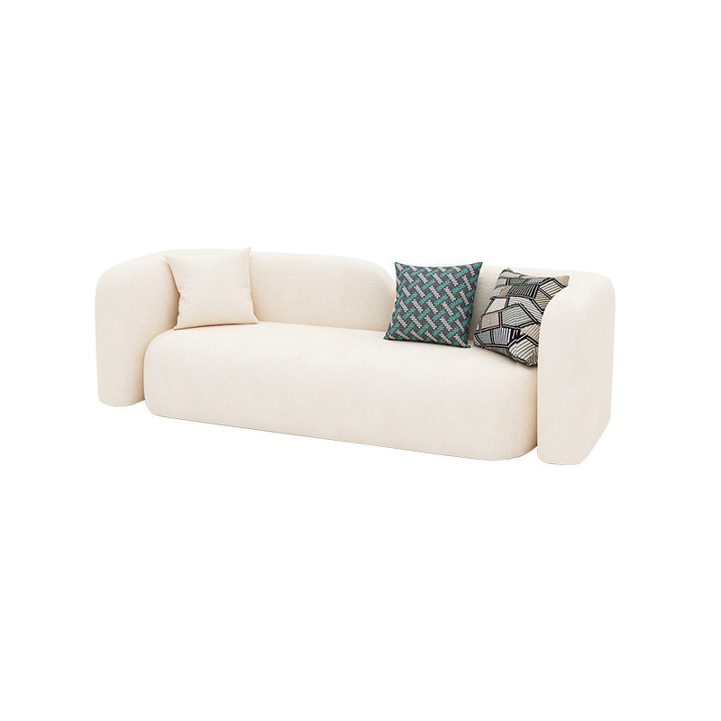 Contemporary 28.74" H White Wool Tuxedo Arm Sofa for Living Room
