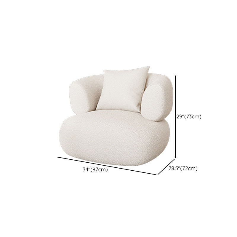 Contemporary 28.74" H White Wool Tuxedo Arm Sofa for Living Room