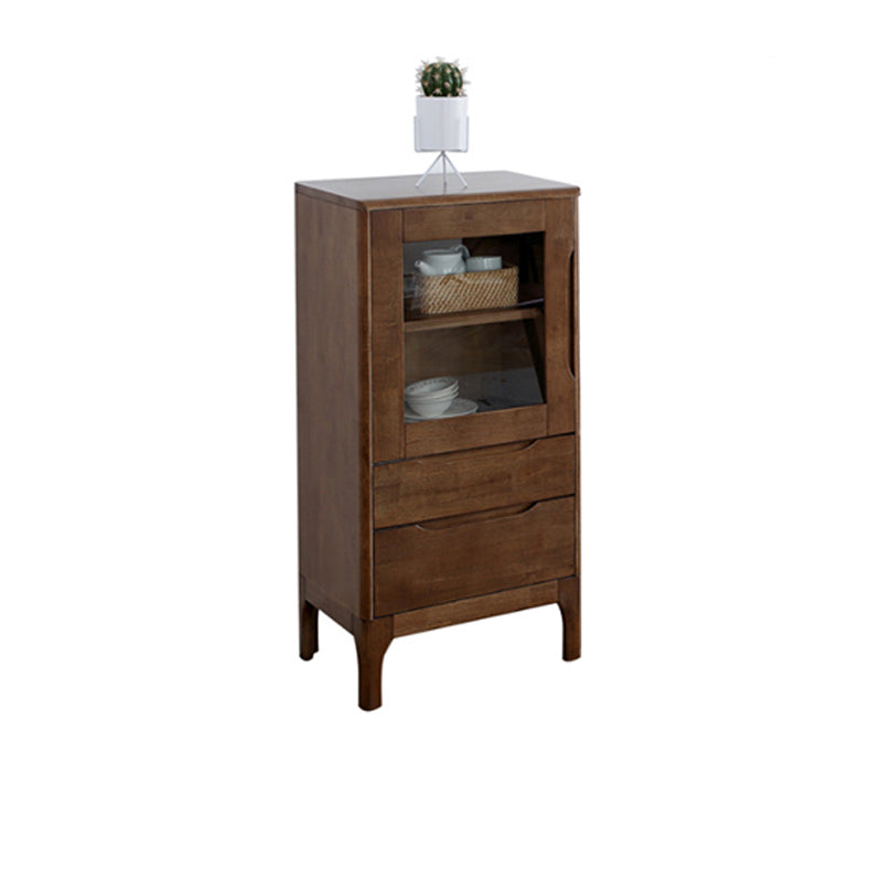 1 - Door and 2 - Drawer Storage Cabinet Wood 15.7" D Chest with Glass Door