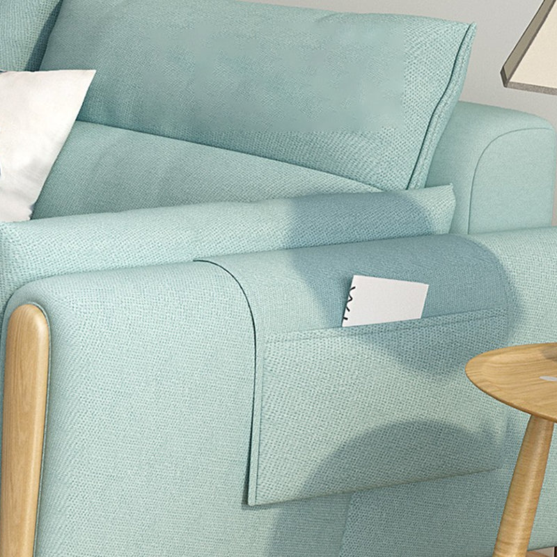 Round Arm Sectional with Wood Accents Slipcovered Fabric 3-seat Sectional