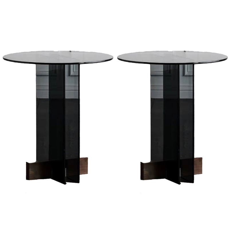 Living Room End Table Modernistic Round Abstract Glass Side Table