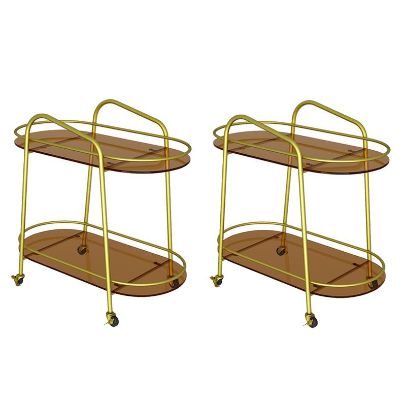 Modernistic Side Table Glass with Storage Oval Double Tier Living Room