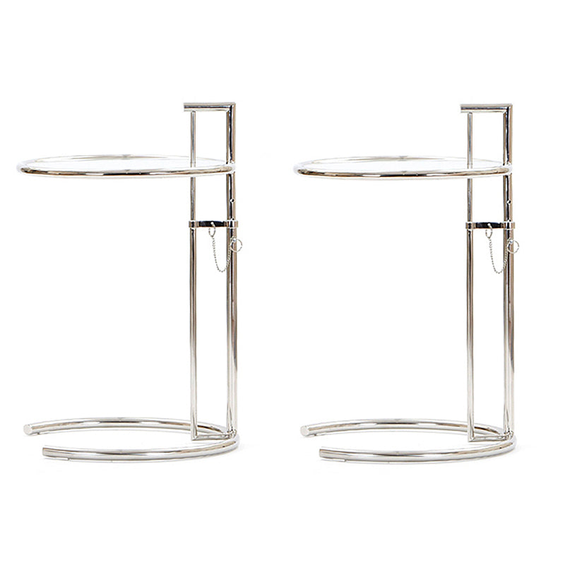 Contemporary Round End Table Glass Living Room Metal Abstract Side Table