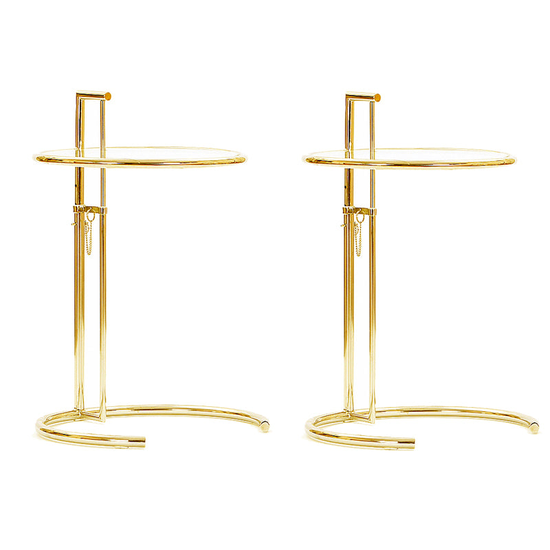 Contemporary Round End Table Glass Living Room Metal Abstract Side Table