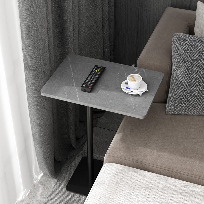Modernistic Slate Top Side Table Rectangular Metal C Side Table