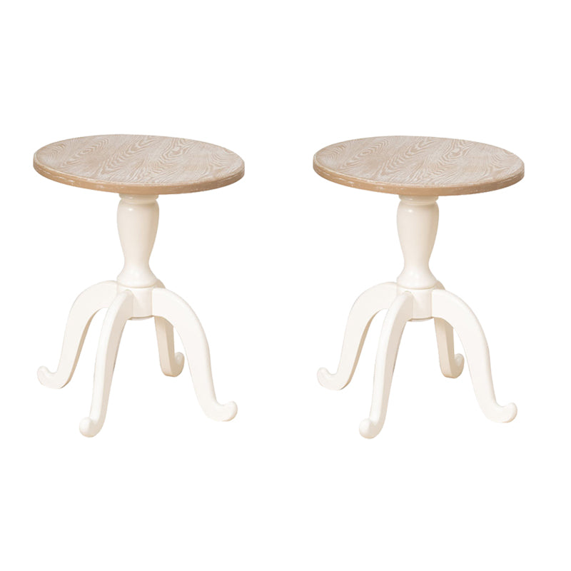 Rustic End Table Living Room Metal 4 Legs Solid Wood Side Table