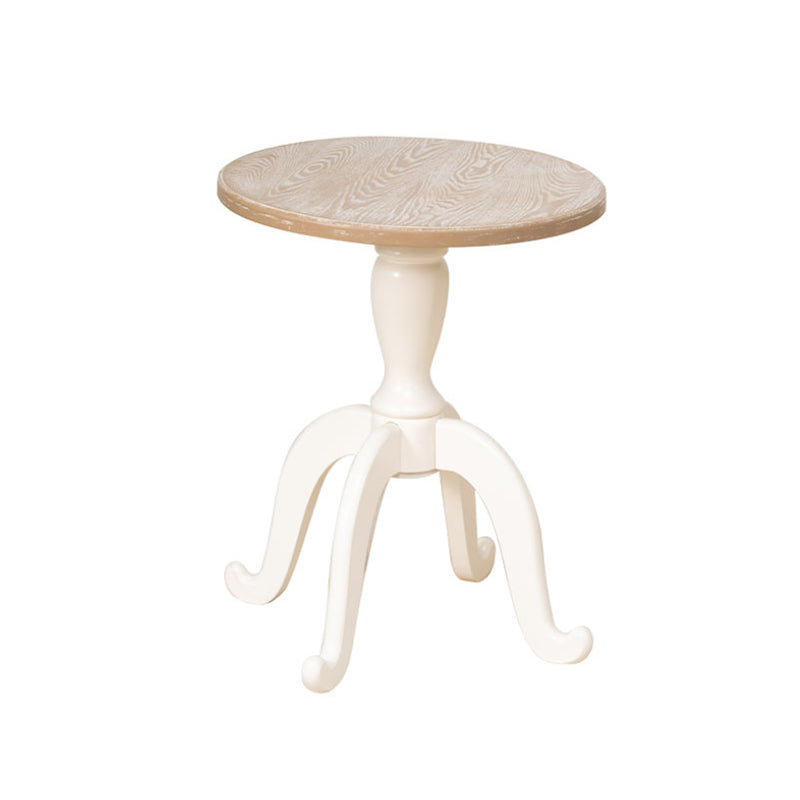 Rustic End Table Living Room Metal 4 Legs Solid Wood Side Table