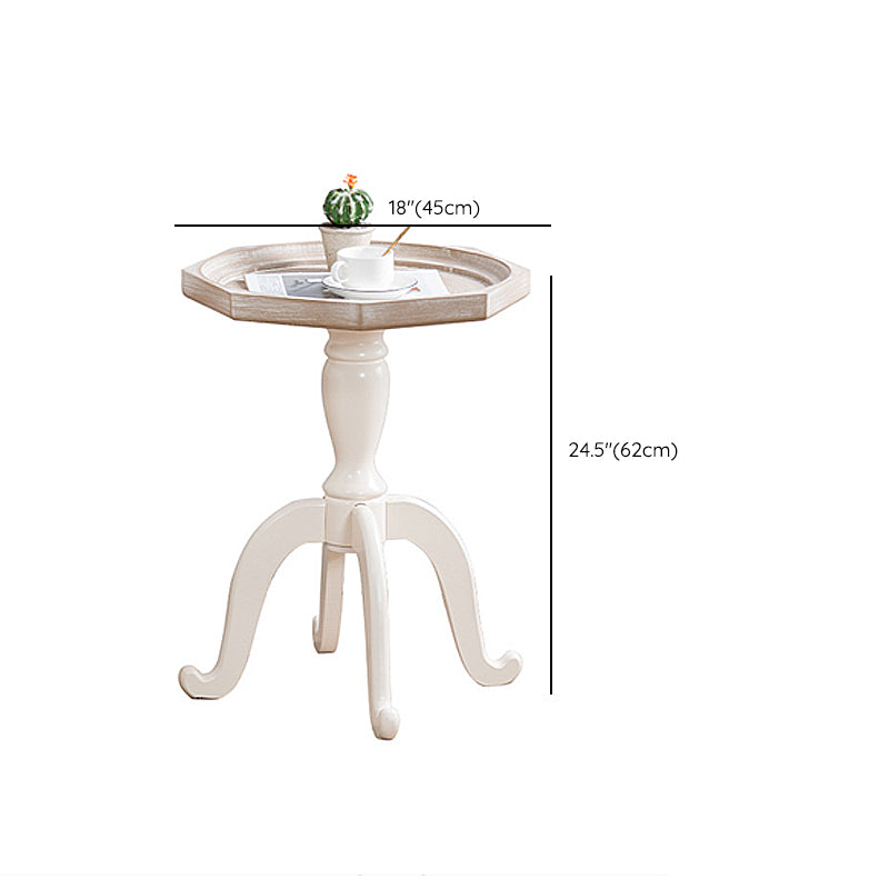 Rustic End Table Living Room Metal 4 Legs Solid Wood Side Table