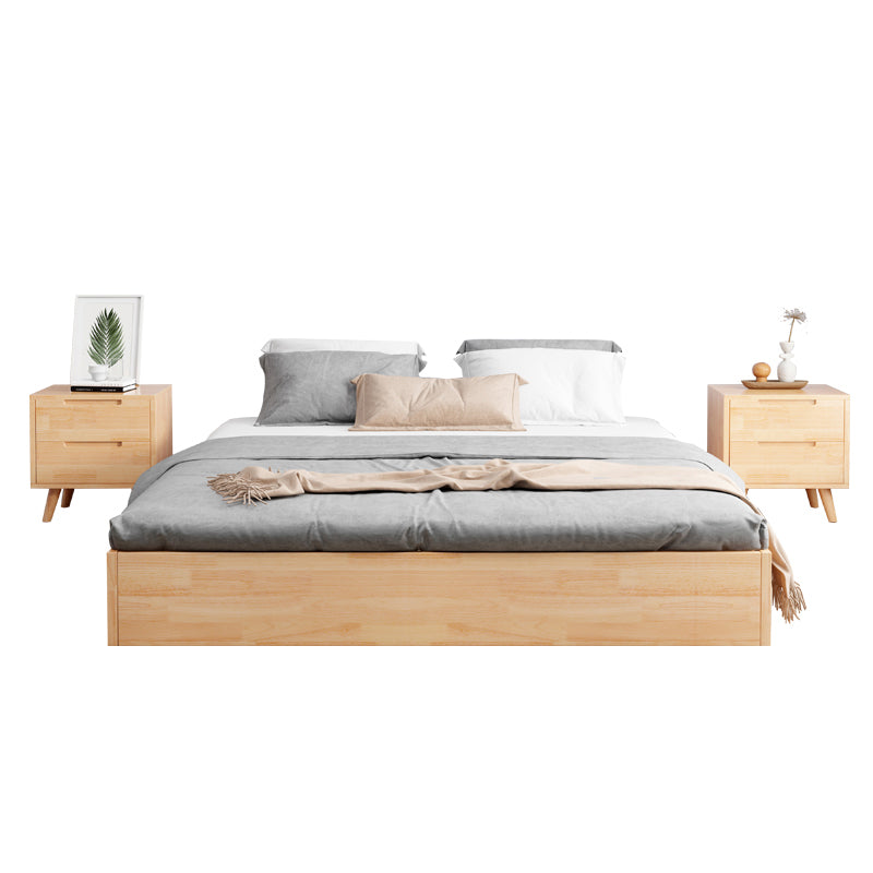 Mid-Century Solid Wood Modern Platform Bed Solid Color Platform Bed Frame