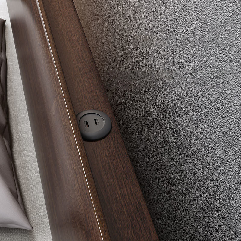 Traditional Espresso Panel Bed Walnut Rectangular Standard Bed with Headboard