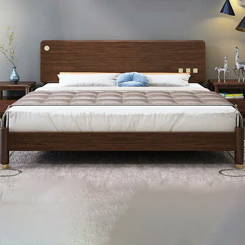 Traditional Espresso Panel Bed Walnut Rectangular Standard Bed with Headboard
